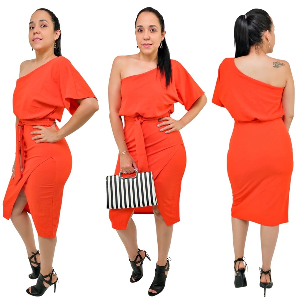 One Shoulder Midi Dress